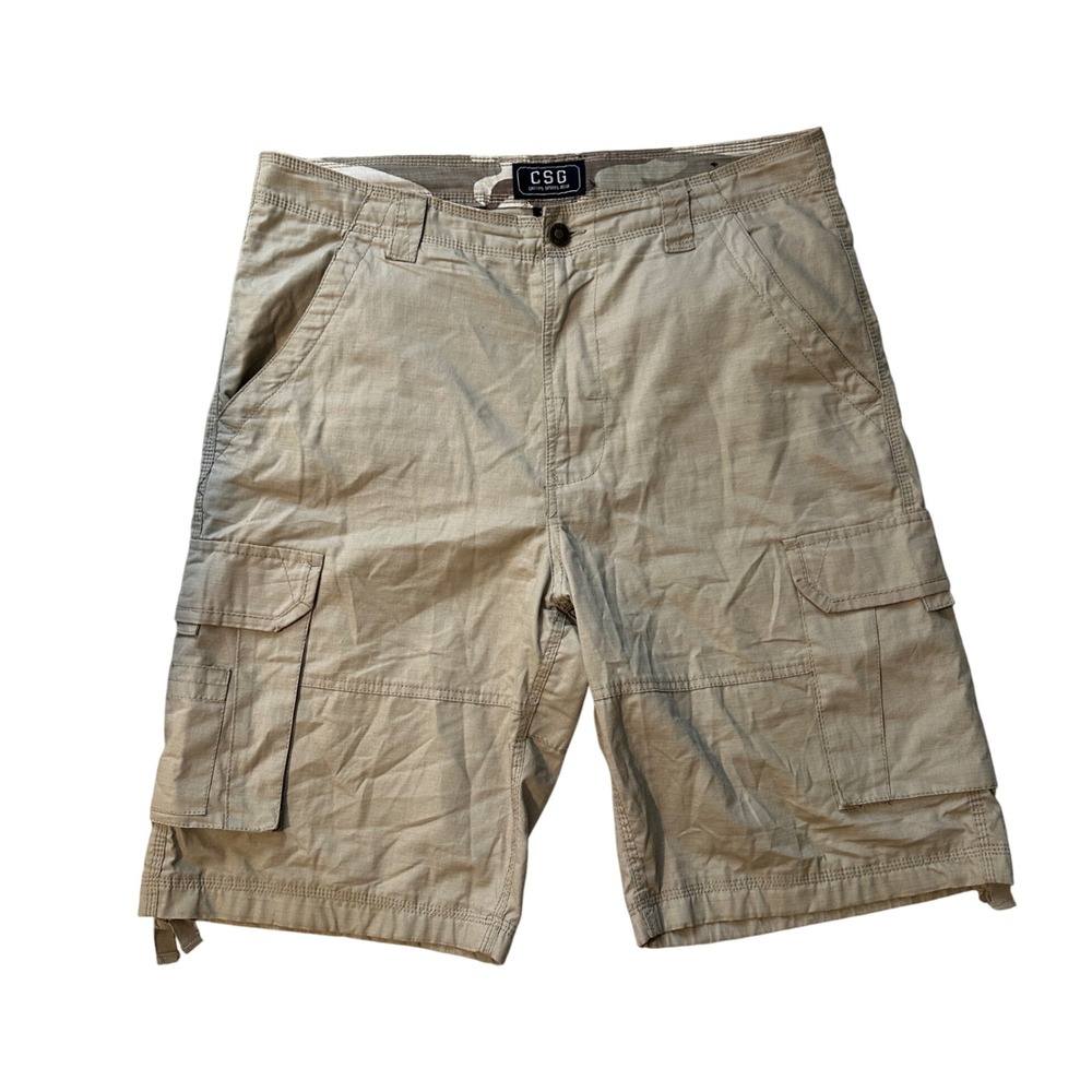 CSG Champs Sports Gear Khaki Cargo‎ Shorts Men's 42 Utility Pockets Relaxed Fit